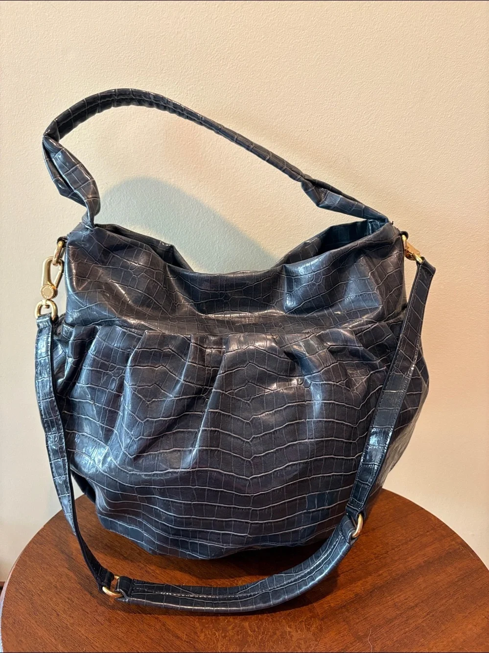 Marc by Marc Jacobs  Hobo Shoulder Bag  Croc-Embossed  laminated  Gold Hardware